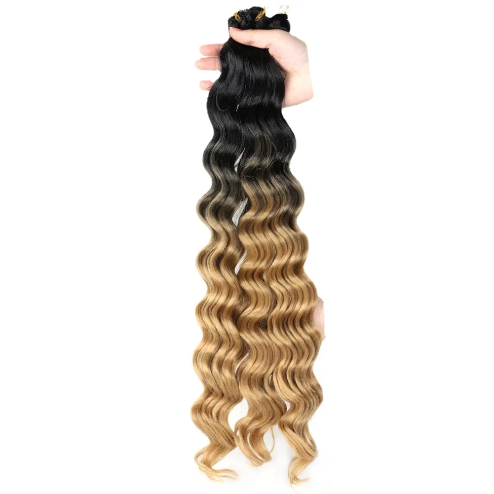 

Chemical Fiber Wig Crochet Hair Curve Deep Wave Bulk Hair Color Handle 22inch High Temperature Wire