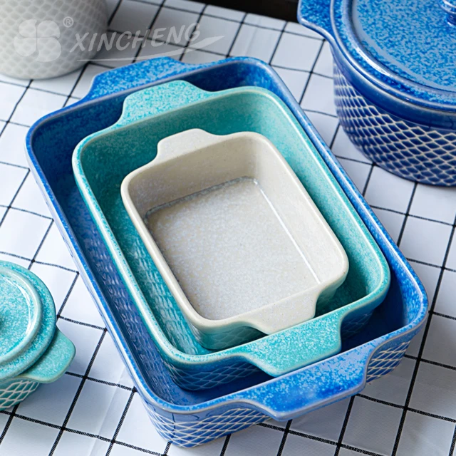 
Quality Choice Household Personal Reactive Glazed Three-piece Ceramic Bakeware 