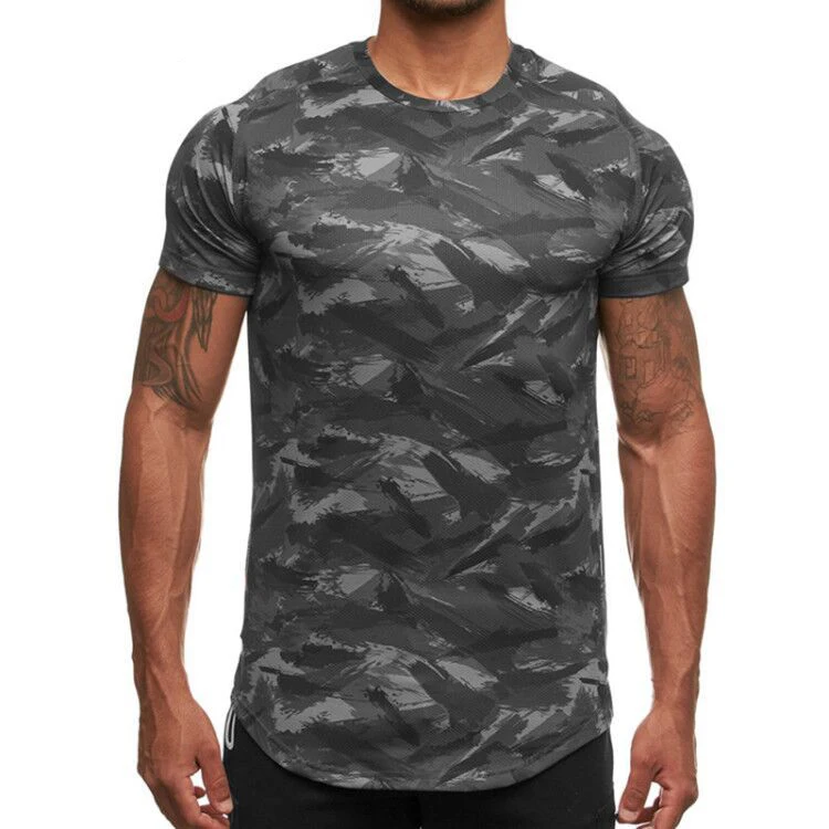 

Summer Sportswear Plus Size Printed Short Sleeve Athletic Oversized Men's O-neck T-shirts, 3colors in stock