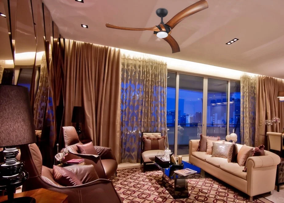 
52 inch Home decorative Air Cooling Fan new model fancy AC LED ceiling fan with 3 ABS baldes, include wall control 