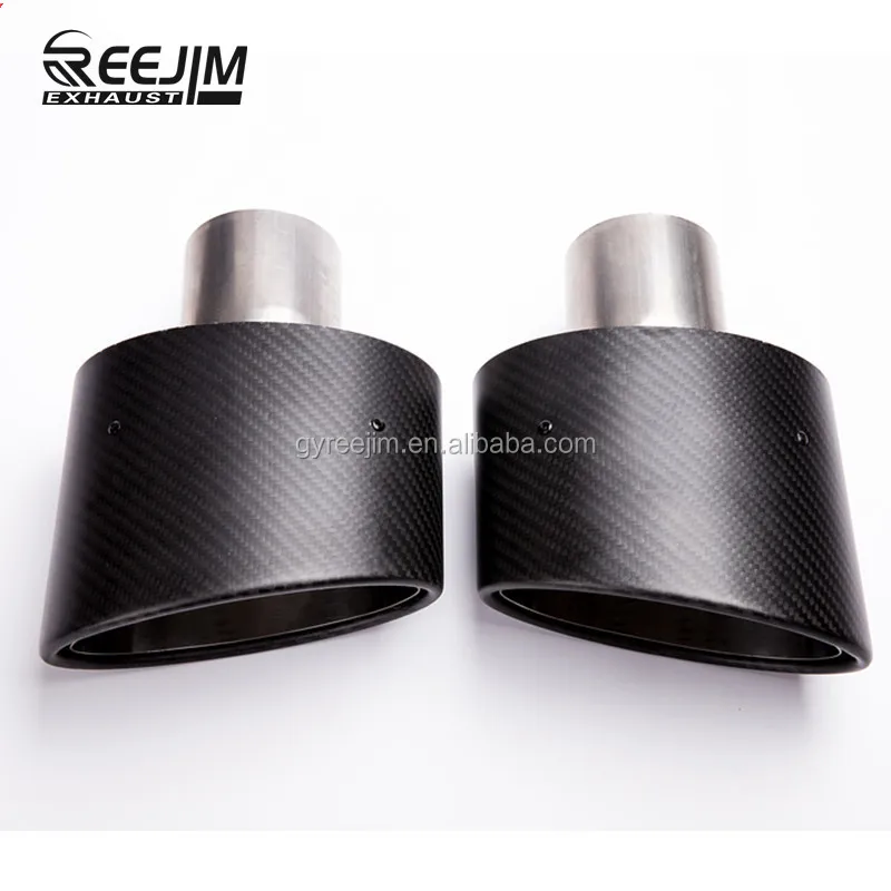 Pcs Oval Slanted Carbon Fiber Exhaust Tips Tailpipe Trims For Vw Golf