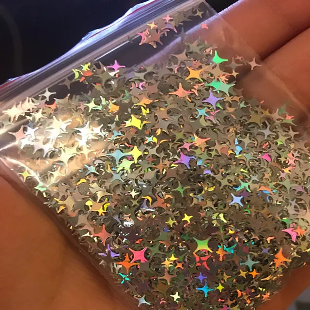 

wholesale 2.5*4mm Four-pointed star Sequins for Nail Art Christmas Holographic Mermaid Glitters Flake Sparkly DIY Nail Decals, As shown