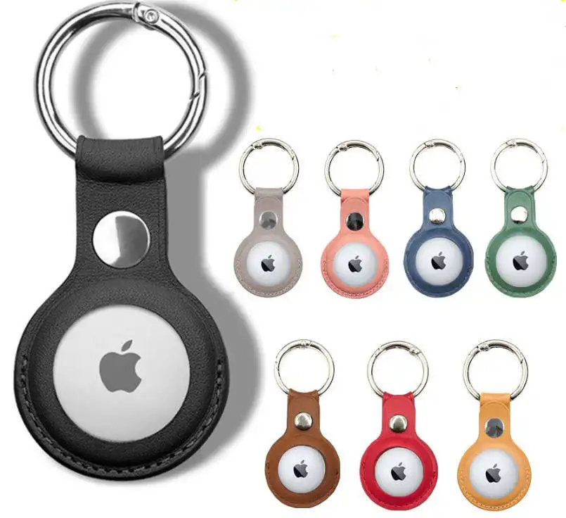 

NEW Arrival 2021 For AirTag Case PU Leather Protective Cover Skin with Metal Ring Holder