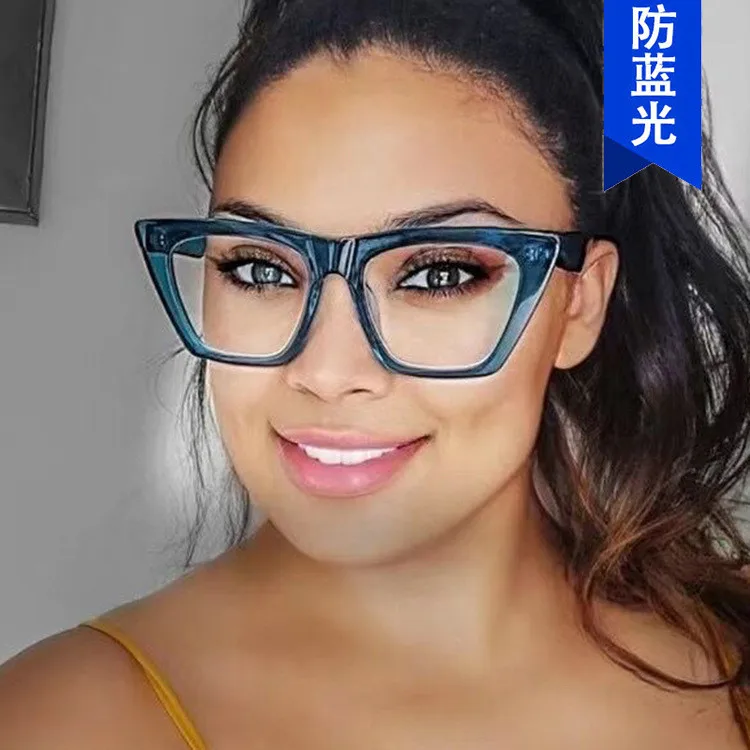 

Latest model fashion cat eye plain spectacles ins style cheap optical eyeglasses vogue female anti blue ray glasses frames