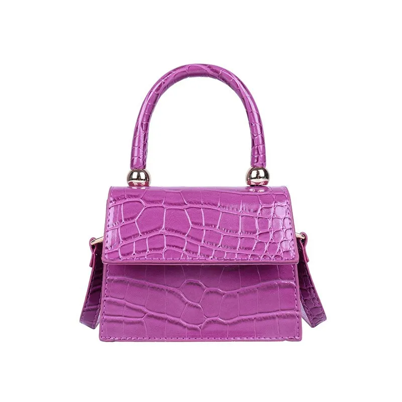 

2021 Crocodile Embossed Fashion Designer Mini Stone Pattern Crossbody Shoulder Women Handbags Small Pu Leather Ladies Hand Bags, Purple,black,orange,pink