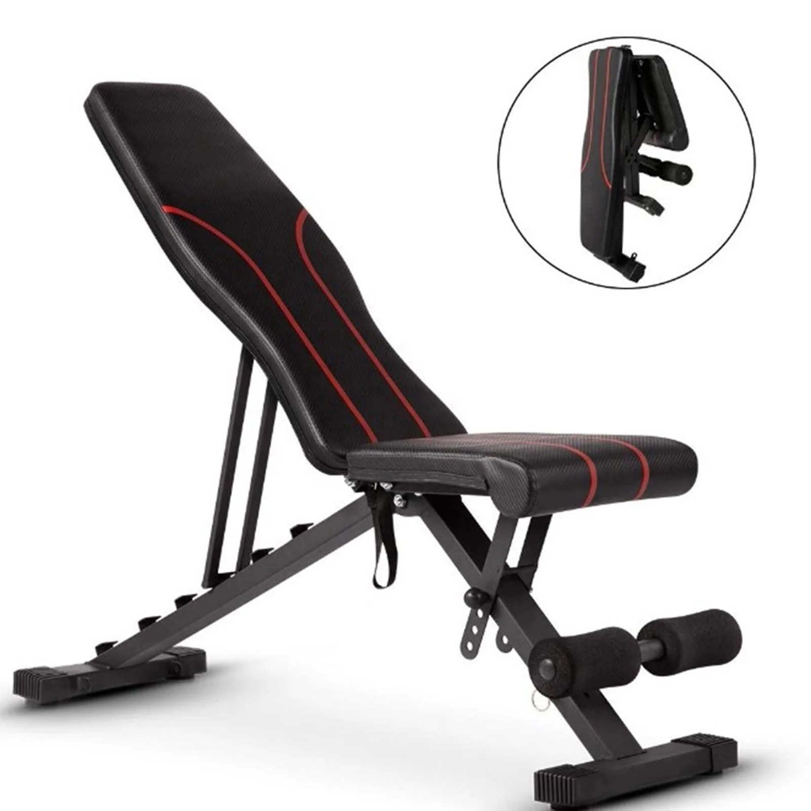 

Adjustable Sit Up Benches incline decline adjustable bench weight gym, Black + red