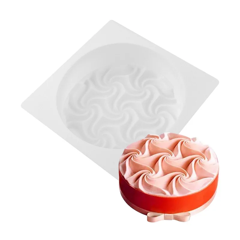 

Baking mold spiral flower mousse cake silicone mold DIY French dessert tool, As photo