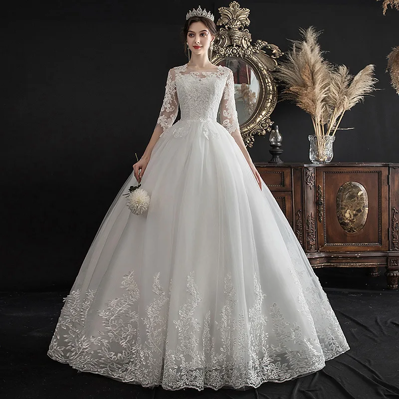 

2021 long robe de mariage cheap white lace bridal gowns wedding dresses for women
