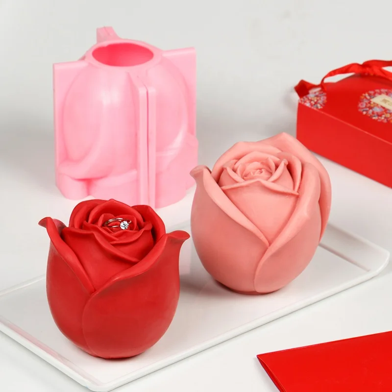 

2020 silicon moulds 3D rose silicone molds for flower mousse cake and chocolate making, Pink