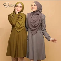 

Hot selling fashion design blouse muslimah long tunic tops for women