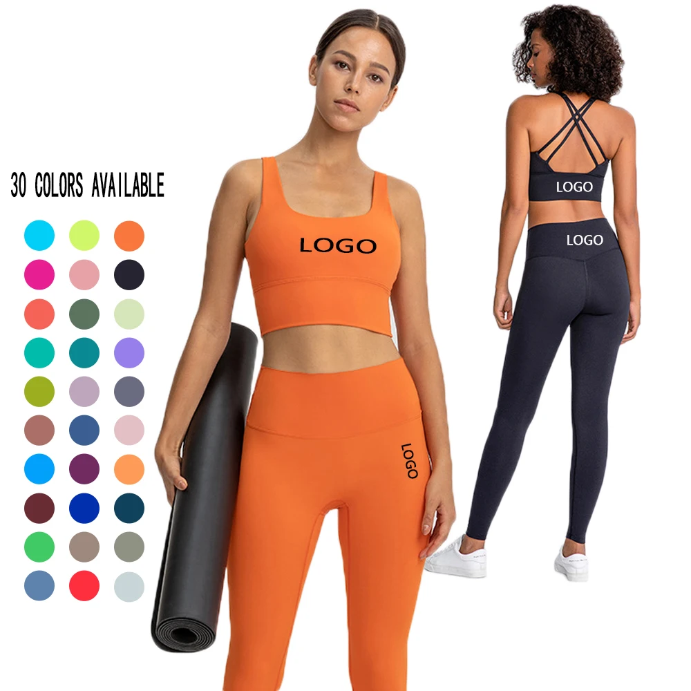 

Hot Sports Fitness yoga Wear Sexy Cross Back Top Fall Yoga High Waist Leggings Women Sexy Gym Activewear Set