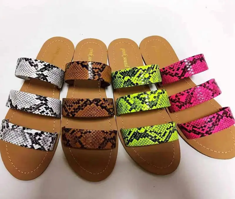 

Latest designer snake leopard women slides sandals custom fashion flat slippers women shoes