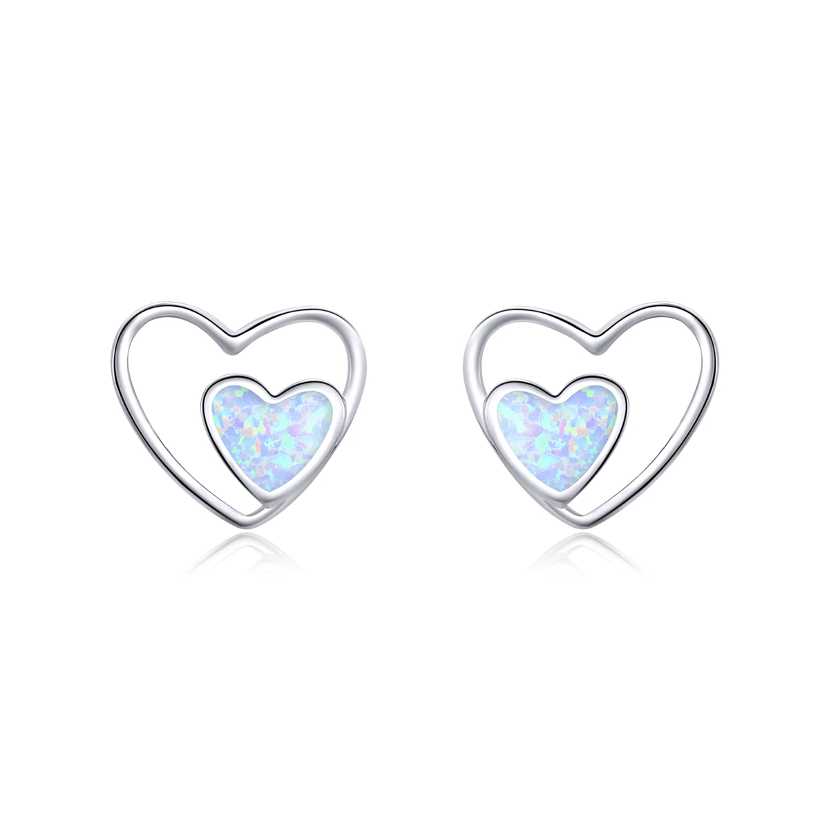 

SCE858 Beautiful opal stone jewelry silver 925 heart in heart stud earring