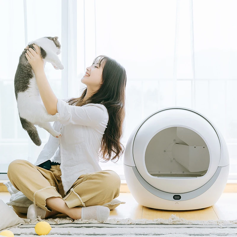 

APP WIFI Control Automatic Intelligent Self-Cleaning big Cat Litter Box top selling pet products fully enclosed smart Cat Toilet, White
