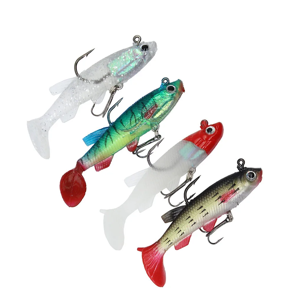 

Jighead soft lure T tail With Treble Hook Fishing Lures 9cm 14g Shads Tackle Bass Pike Bionic baits Lead jig, 7 colors