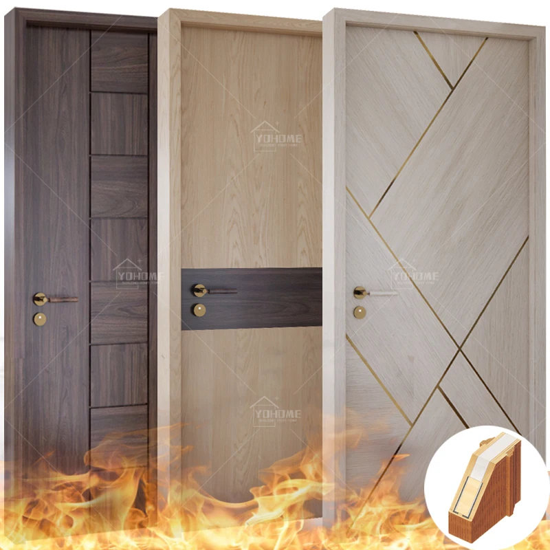 

European style hotel door soundproof fireproof wooden doors wholesale bespoke walnut flush fire door