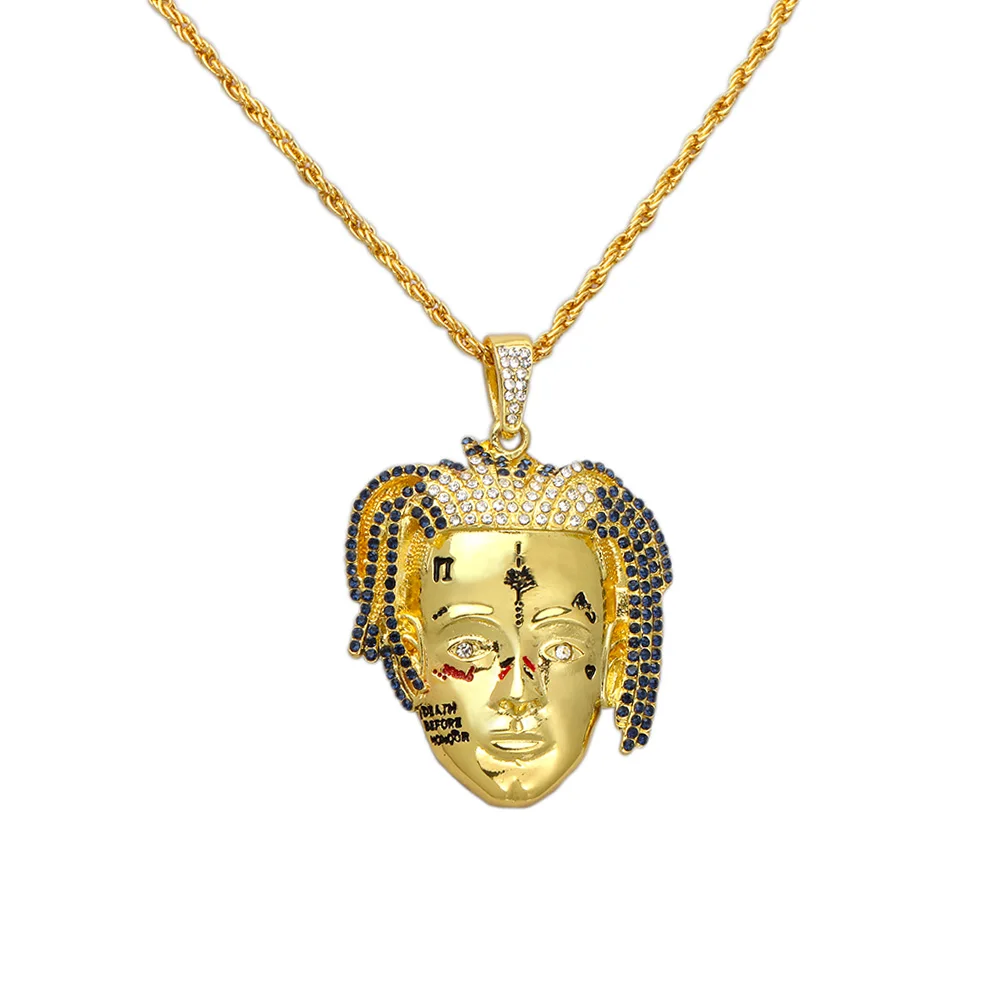 

2020 Wholesale Hiphop Fashion Design Gold Plated XXXTentacion Iced out Pendant Necklace Jewelry for Men, Picture