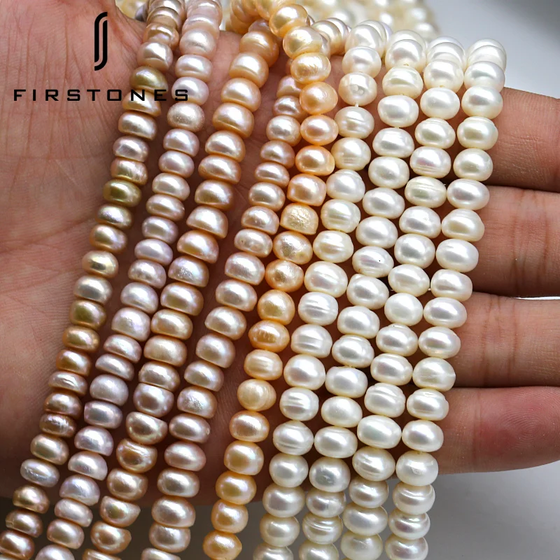 

8mm-9mm White Pink Purple Pearl Color Abacus Shape Big Fresh Water Pearl Beads