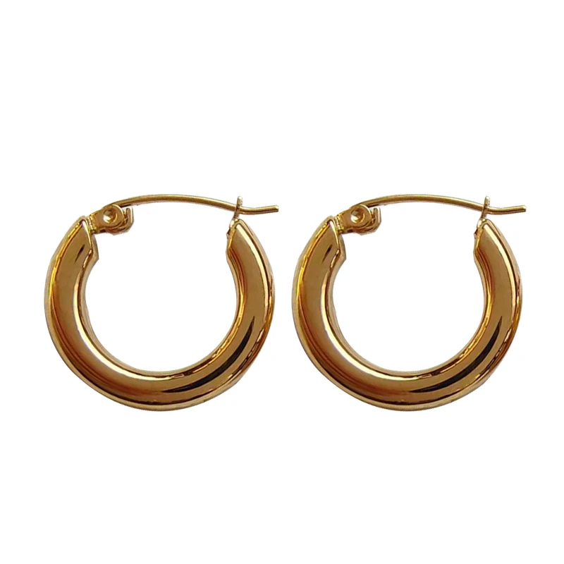 

Stainless Steel 23mm Gold Plated Hoop Earrings Solid Round Hoops Chunky Thick Hoop Earrings jewelry imported from china