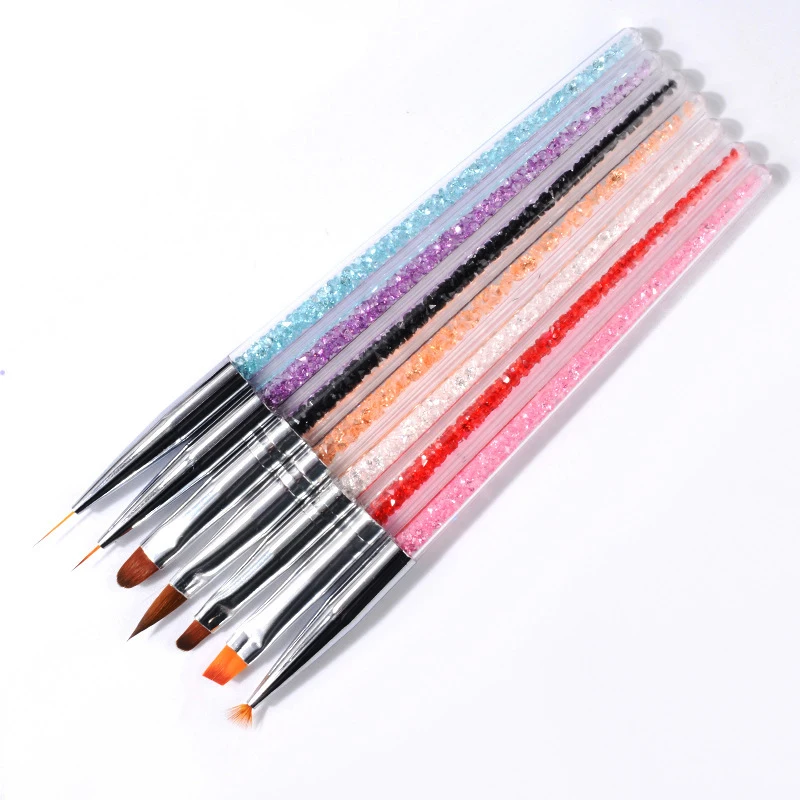 

Crystal Glitter 7mm 9mm 11mm Acrylic Painting Drawing Gel Nail Art Liner Brush Pen Set