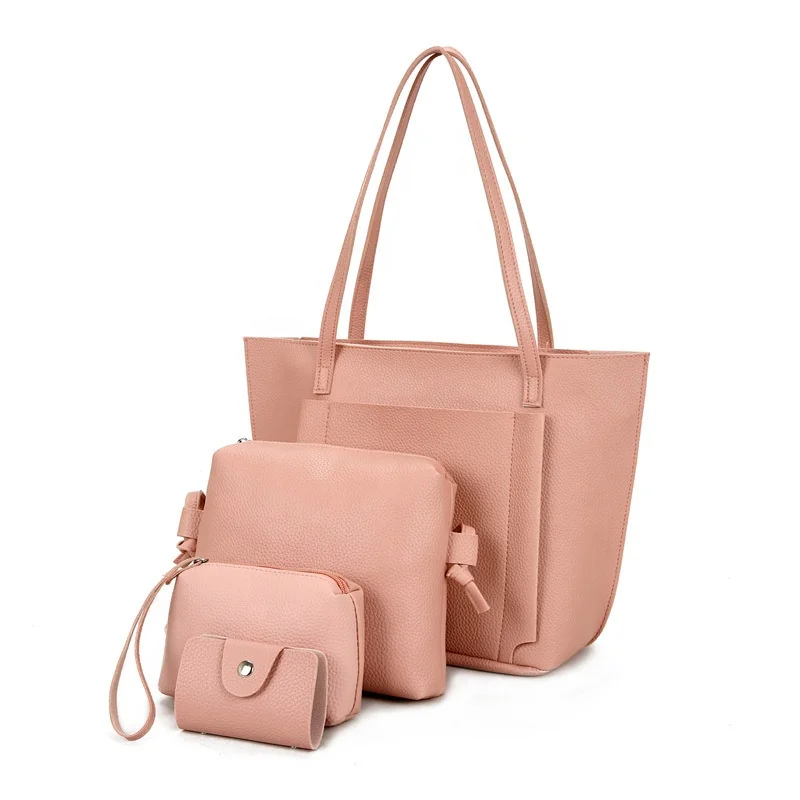 

Hot Selling PU Solid Color Large Capacity Bag Set For Women