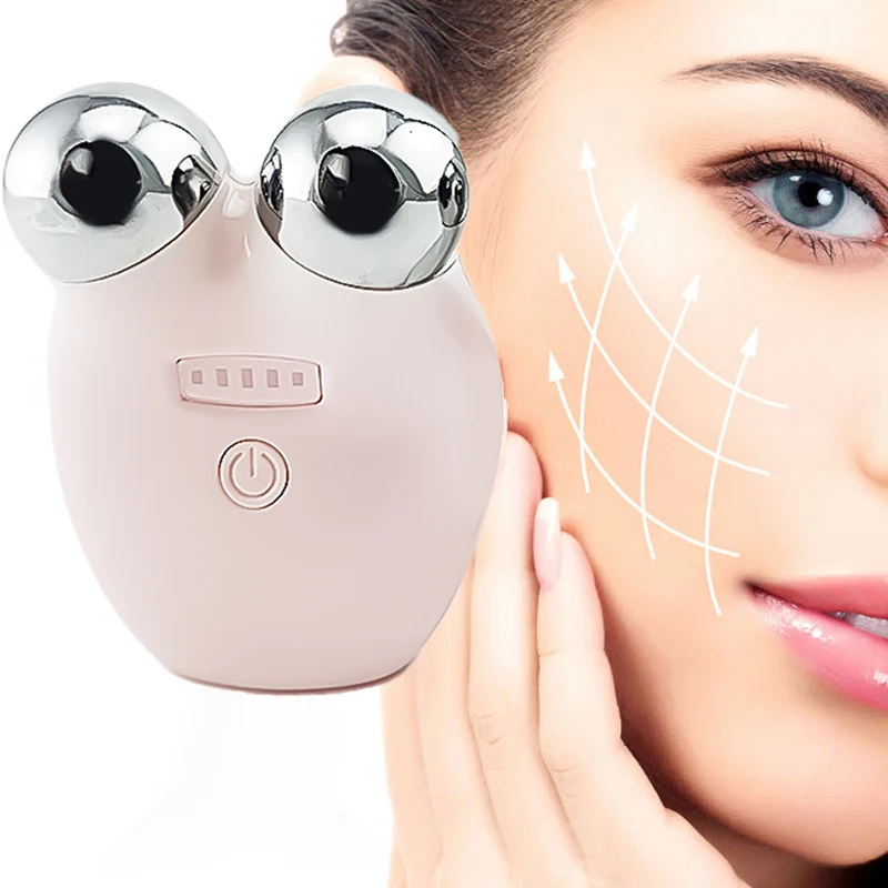 

2022 Mini V Shape Facial Slim EMS Face Toner 3D Roller Microcurrent Device