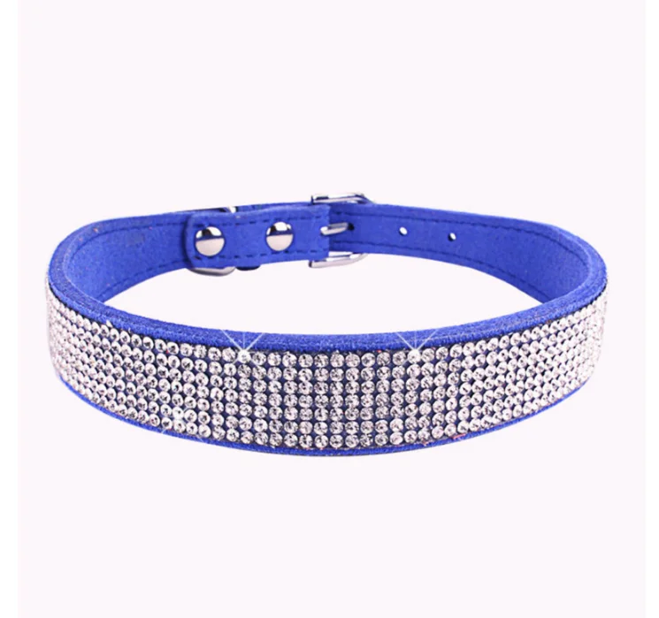 

Bright Crystal Pet Collar Zinc Alloy Hardware Dog Neck Collar Double Layered Microfiber Cat Necklace