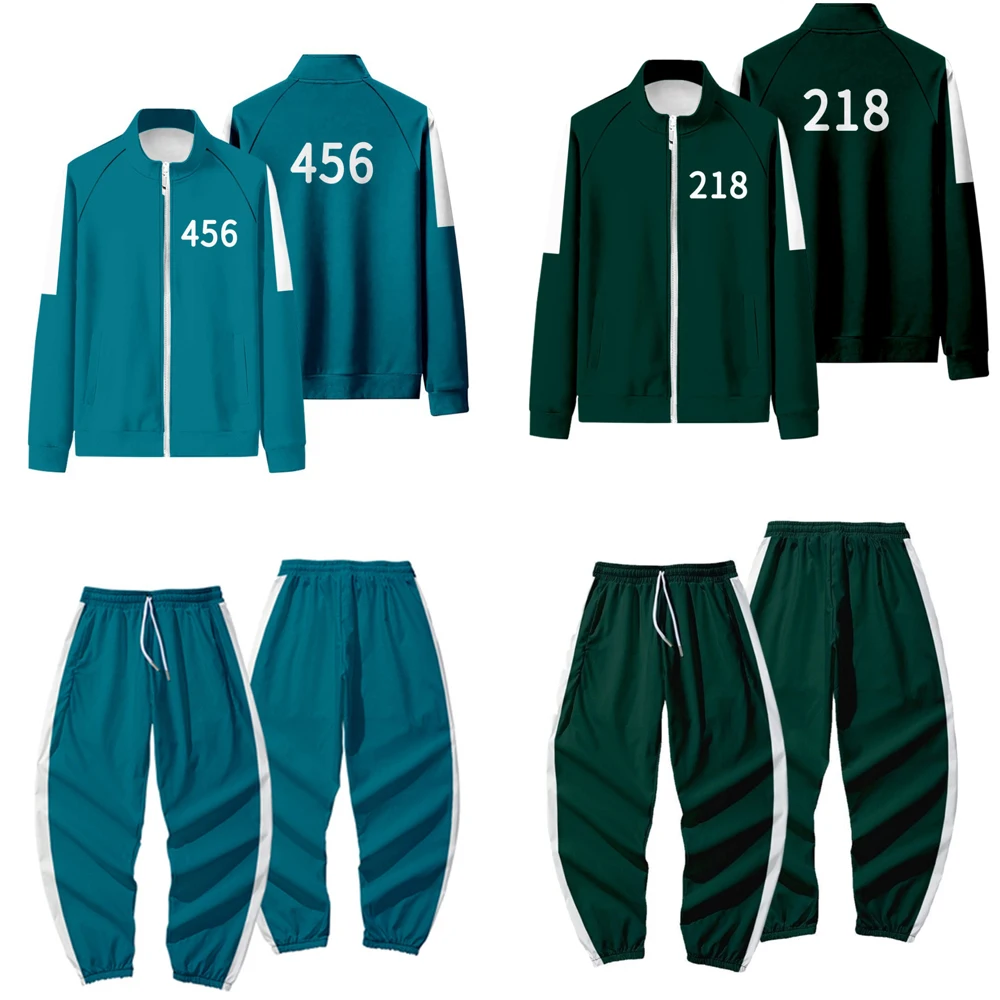

2021 hot squid game halloween cosplay uniform clothing 2 piece set tracksuit sweatpants squid game costumes