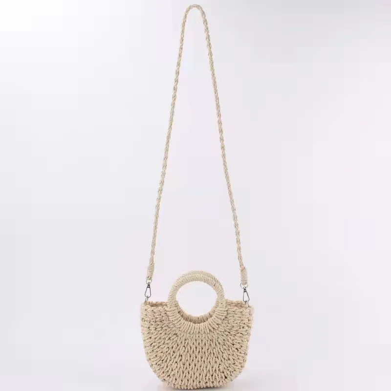 

High Quality Handwoven Shoulder Bag Travel Tote Beach Straw Bag, More color