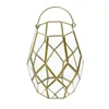 European Portable Candlestick Copper Strip Lantern Glass Flower Room Storage Box Wind Light Copper Frame Candlestick Lantern Wed