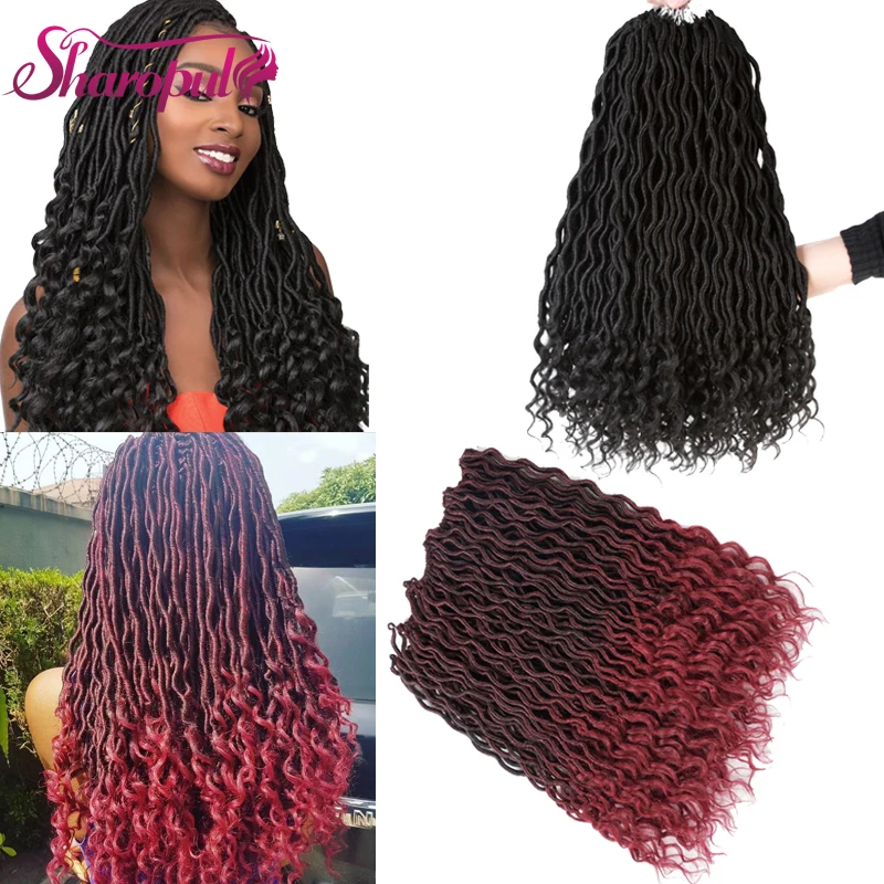 

Goddess faux locs 18inch fantasy crochet hair synthetic braid twist hair extension kinky curly hair bundles