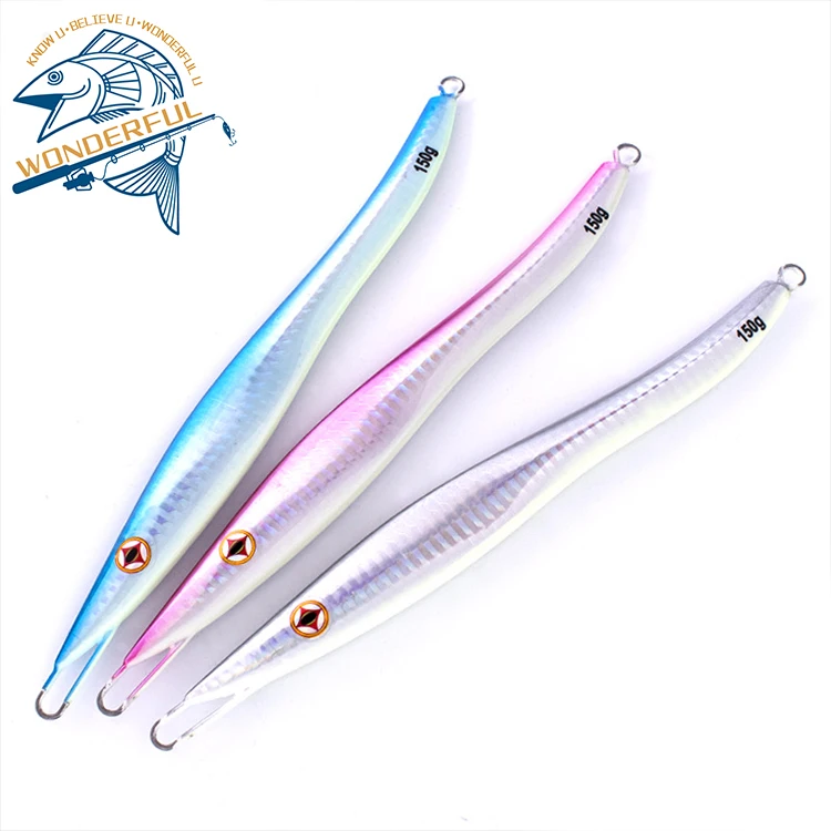 

Factory Wholesale 150g 200g 250g 300g Hard Metal Artificial Big Game Swimming 3D Eyes Boat Fishing Long Lead Slow Jigging Lure