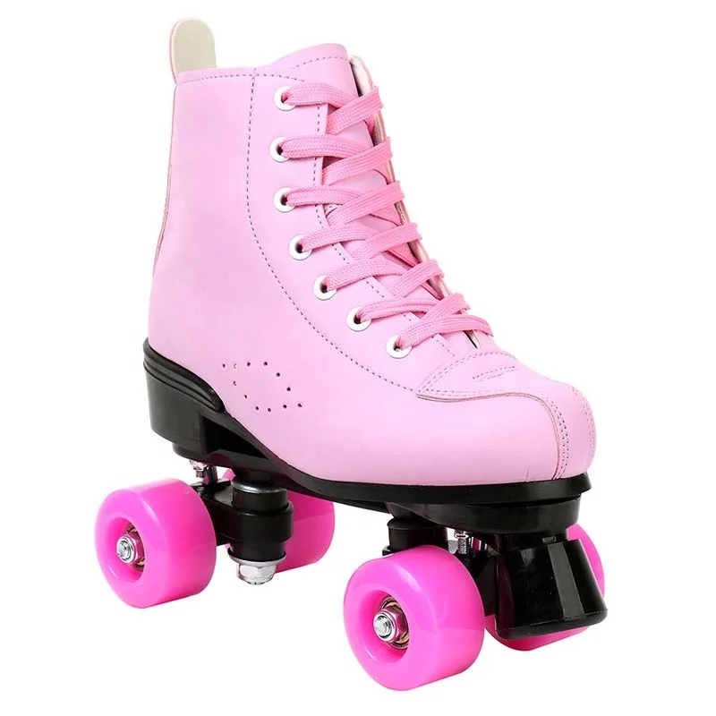 

Artificial Leather Roller Skates Double Line Skates Women Men Adult Two Line Skate Shoes Patines Black Pink Pu 4 Wheels Patins, Picture