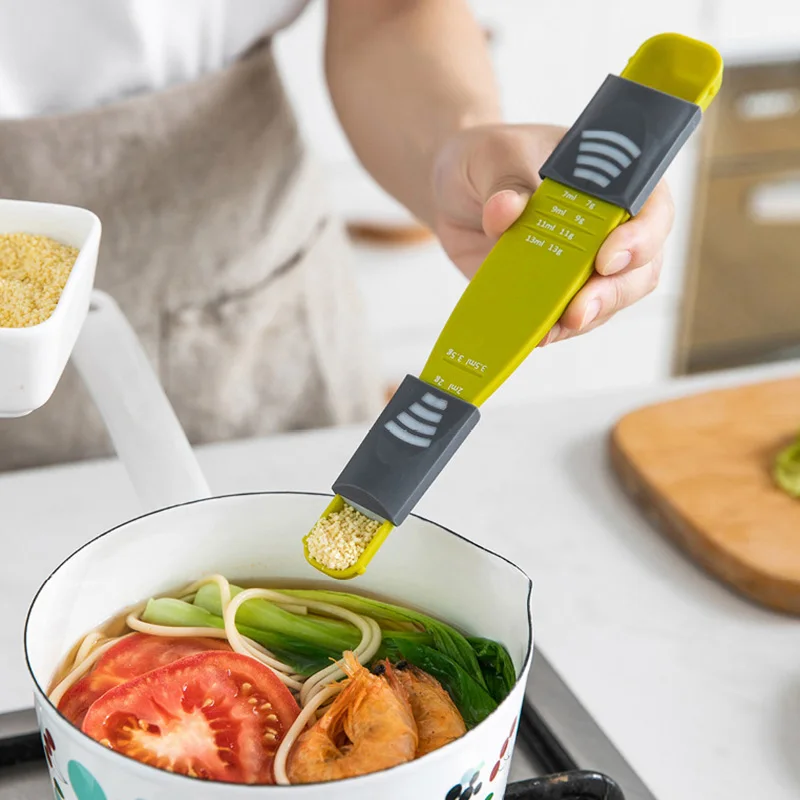 

Kitchen Accessories For Baking Measuring Spoon Double End Nine Stalls Adjustable Scale Metering Spoons Cooking Tool Accessor, Green