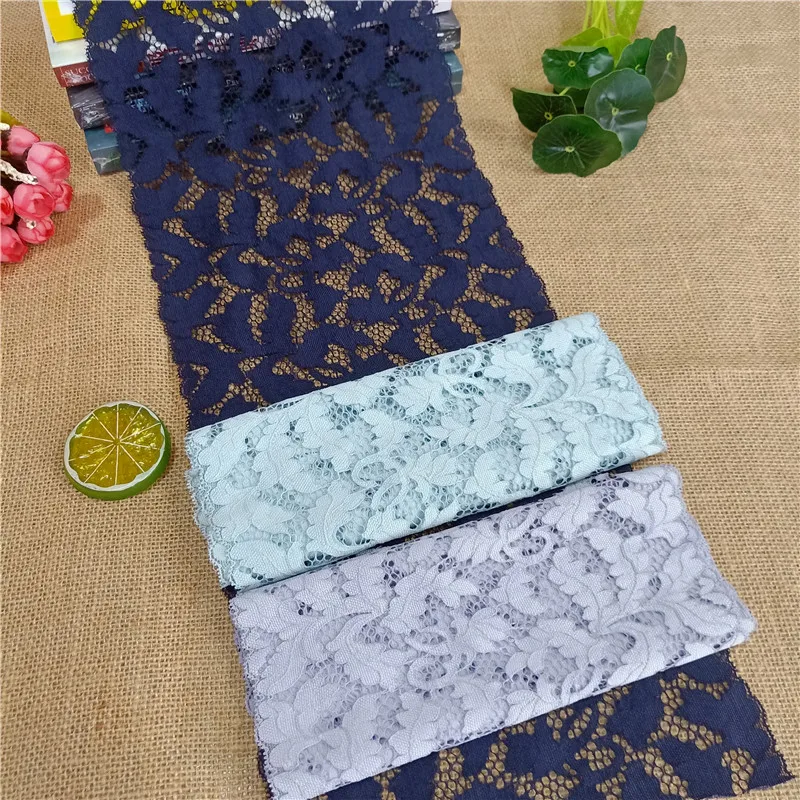 

E2174 22cm stretch fabric lace trim for sew lace underwear clothing accessories, Accept customized color