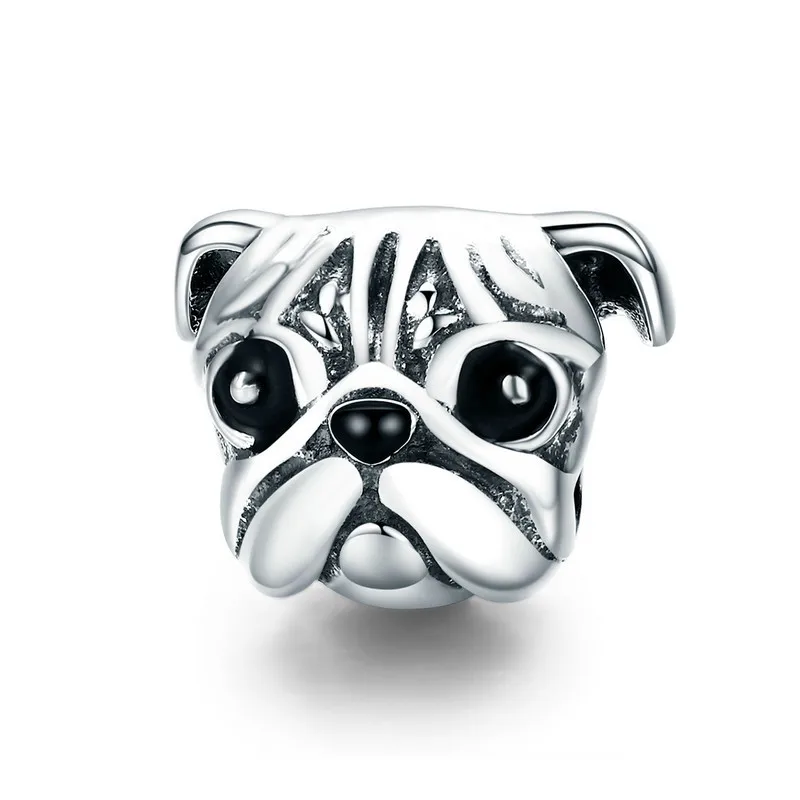 

Hot sale DIY cute pug charm pendant s925 sterling silver dog beaded Fit lady necklace charm bracelet