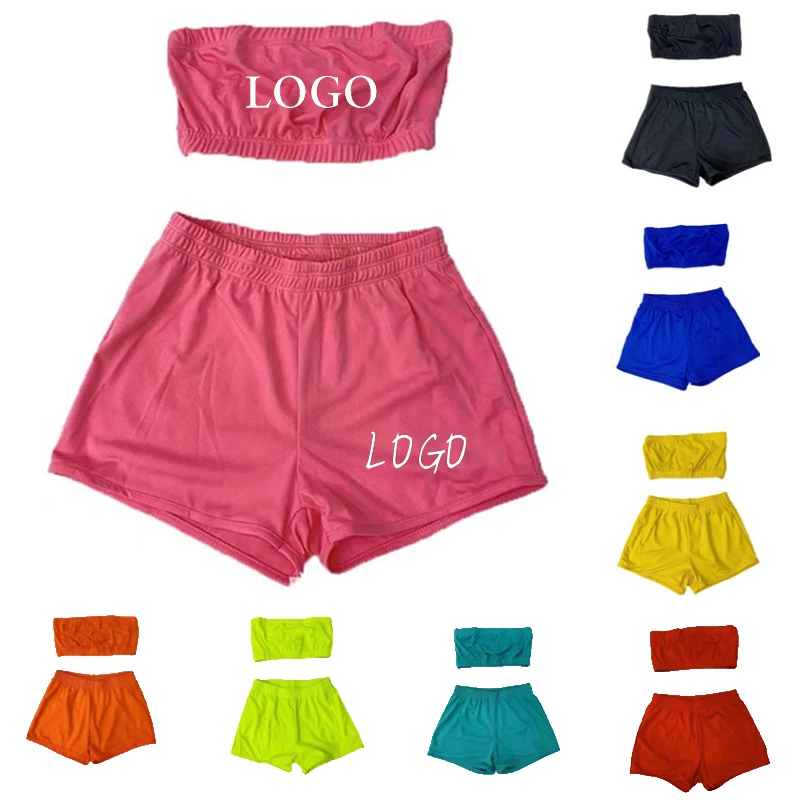 

2021summer hot lady workout sweat snack biker short two piece set womens fitness booty Candy shorts woman clothing solid color