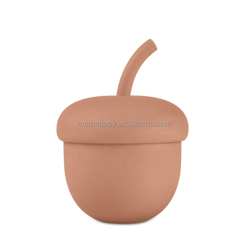 

BPA Free Eco Friendly Products 2020 Cute Reusable Silicone Sippy Chestnut Acorn Cup with Lid Straw Baby Infant Toddler Kid 200ml