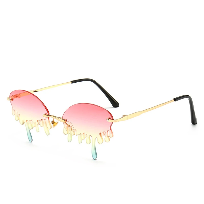 

2021 Hot Party Tears Drip Fashion Multi Color Shades Sunglasses Rimless Womens Sunglasses