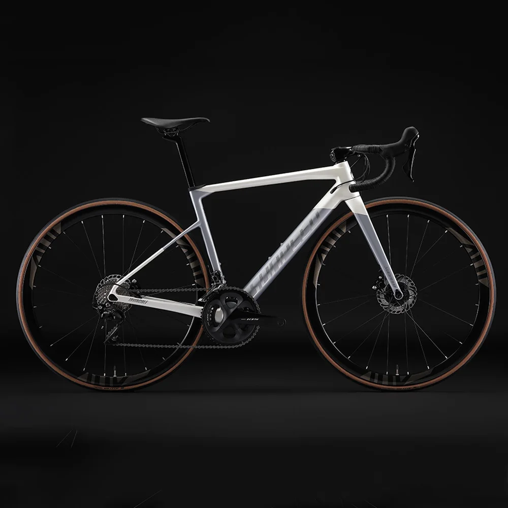 

Good quality 8.5kgs disc brake lightweight full carbon fiber road bike with full 105 R7020 22spd groupset, Silver/red/black