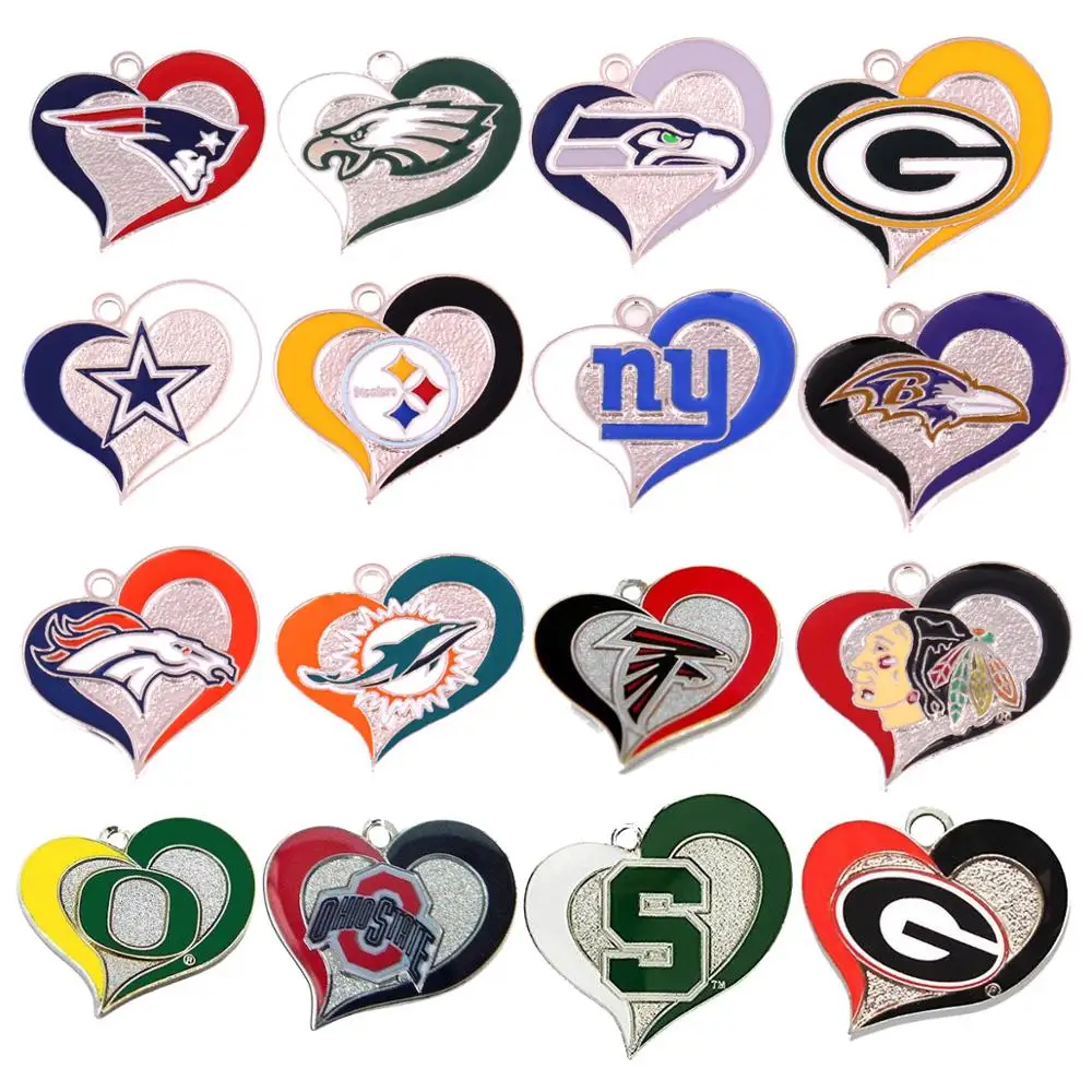 manufacturer custom america football 32 teams pennant heart shape logo nfl charm