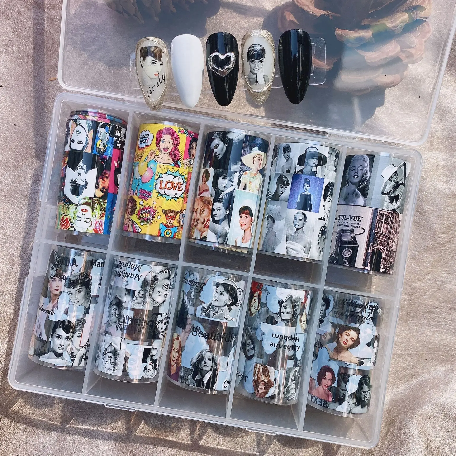 

Nail art movie star transfer foil set nail character stickers