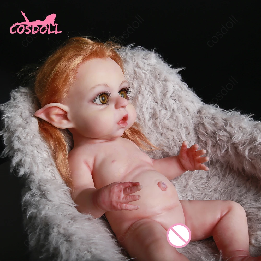 

New Elf Baby Doll Lifelike Reborn Baby Doll Full Silicone Vivid Reborn Elf Baby Doll, Painted skin color