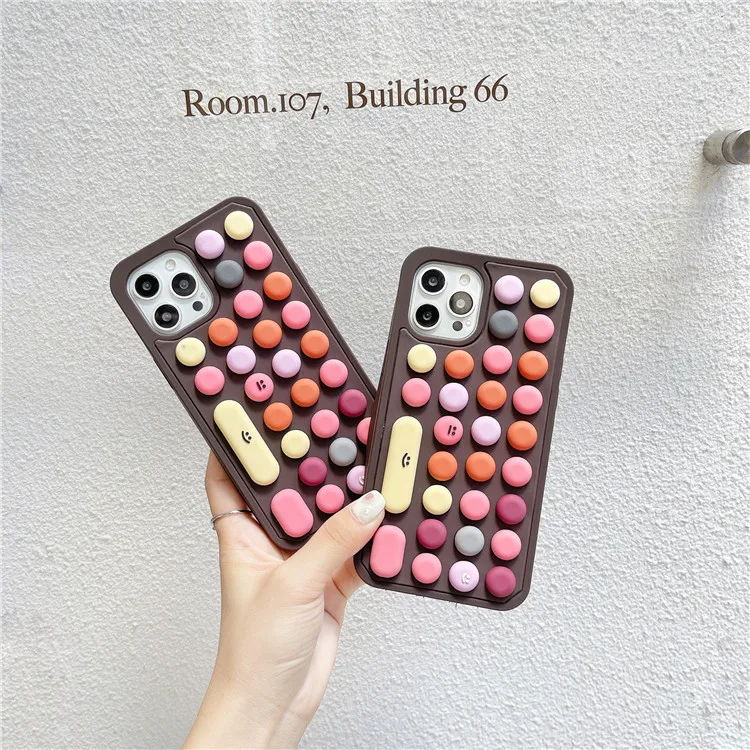 

3D cattoon keyboard phone cover For iPhone 12 11 Pro Max Mini X XR XS Max 6 6s 7 8 Plus relieve stress pop cover