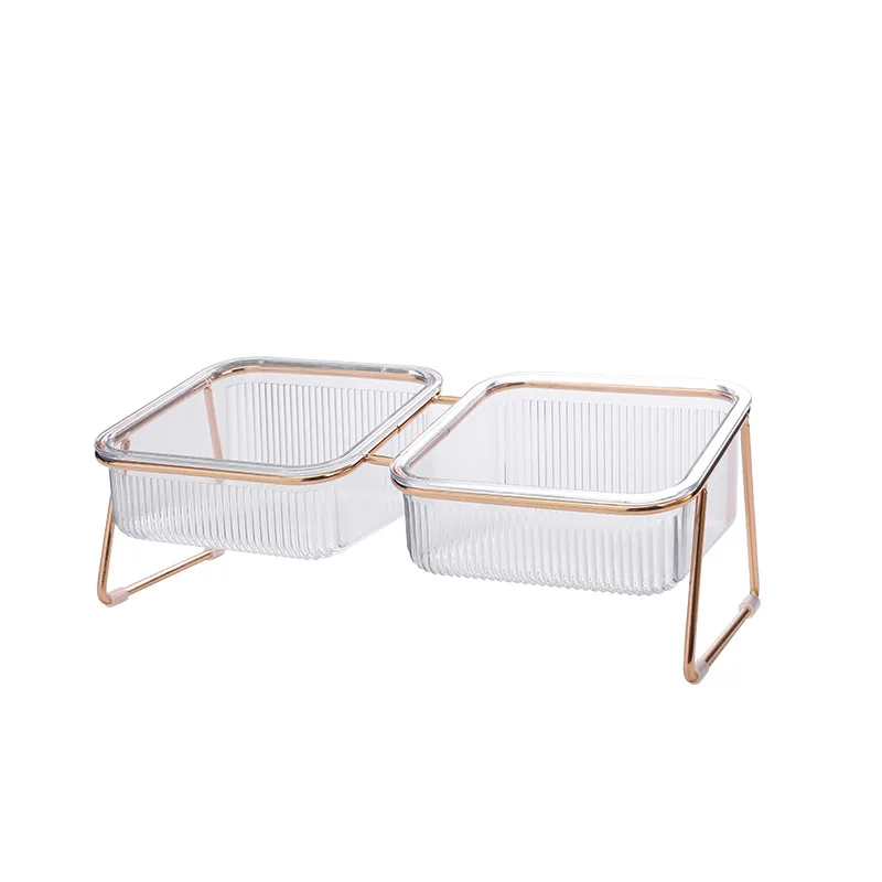 

Transparent Glass High Standard Food Water Dog Cat Pet Bowl Double Cat Bowl