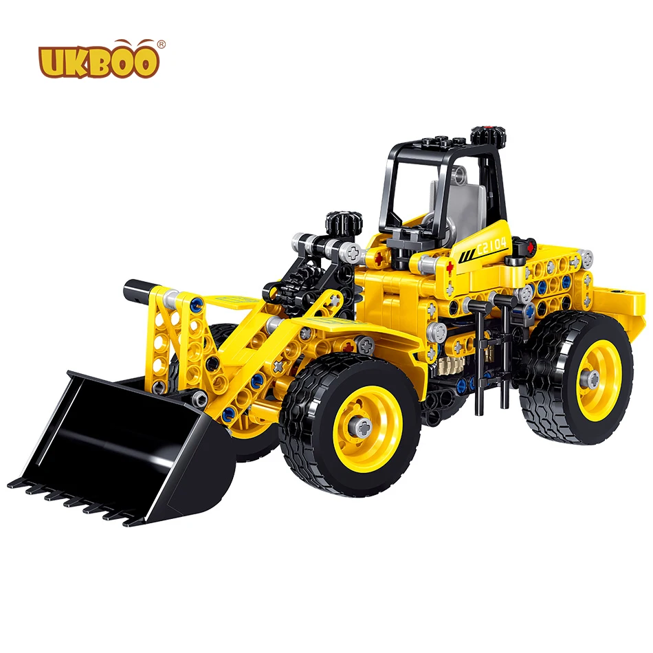 

Free Shipping UKBOO High Quality Technical Tyred Tractor Shovel Toys Building Blocks City Engineering Vehicle Car Diggings Brick