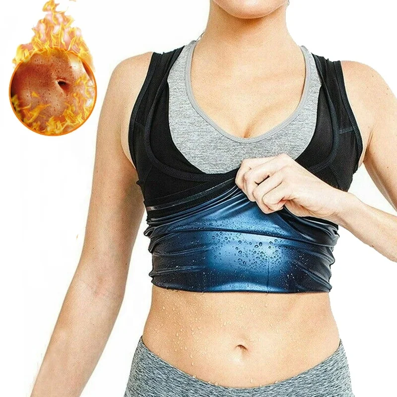 

6310 Wholesale Tank Top Body Shaper Men Women Sweat Sauna Vest Fat Burner Loss Weight Waist Trainer Sweat Shaper, Women black, men black