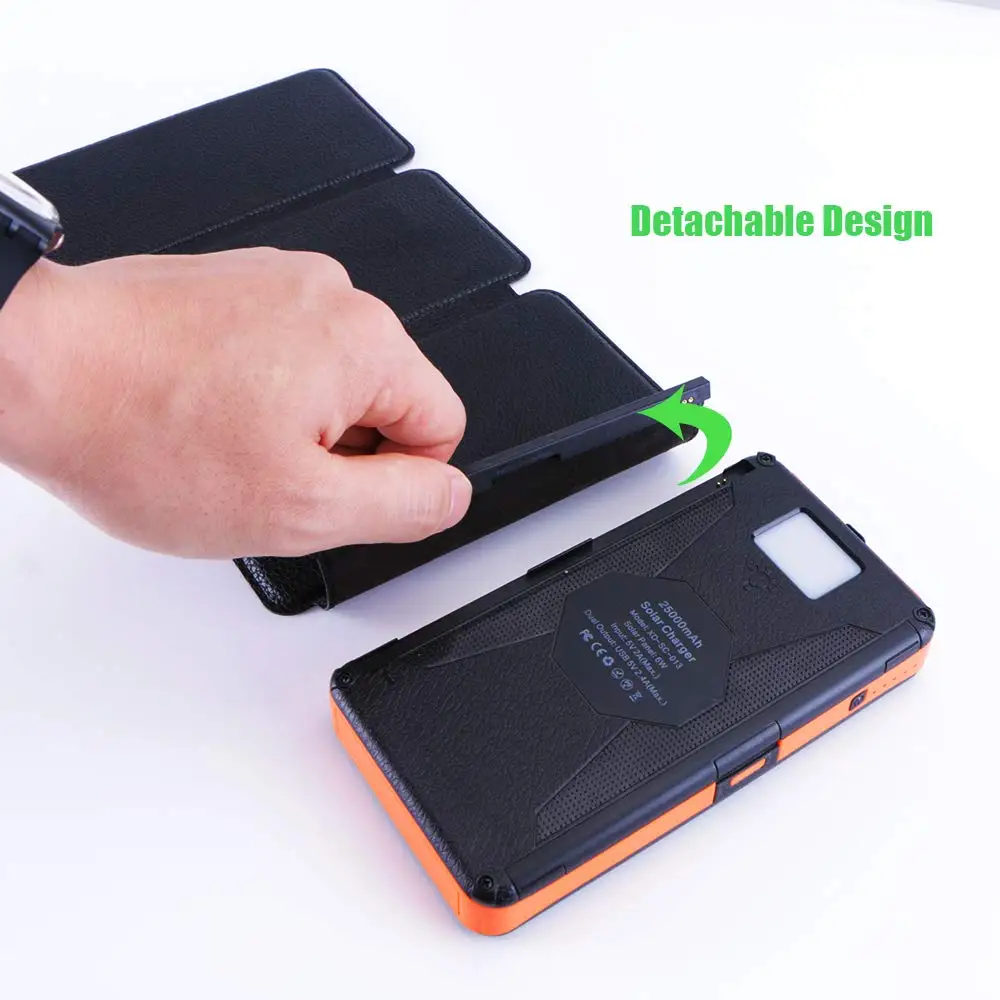 

Wireless 20000mah Portable Charger USB Detachable Solar Power Bank with LED Light, Black, orange, blue