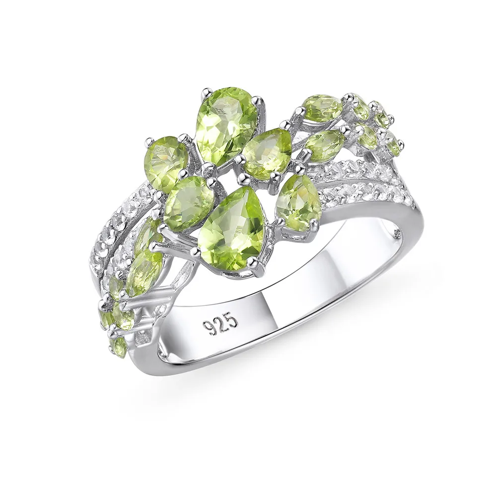 

ZF High Quality fashion women custom fine jewelry natural peridot gem 925 sterling silver Wedding Rings