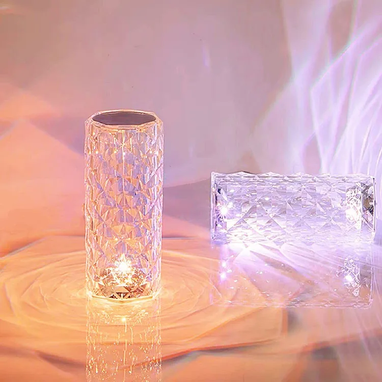 

3 color USB Plug-in power supply small size new luxury modern led crystal table lamp rose crystal for diamond table lamps
